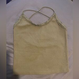 American eagle Green lace trim cami top with cross cross straps